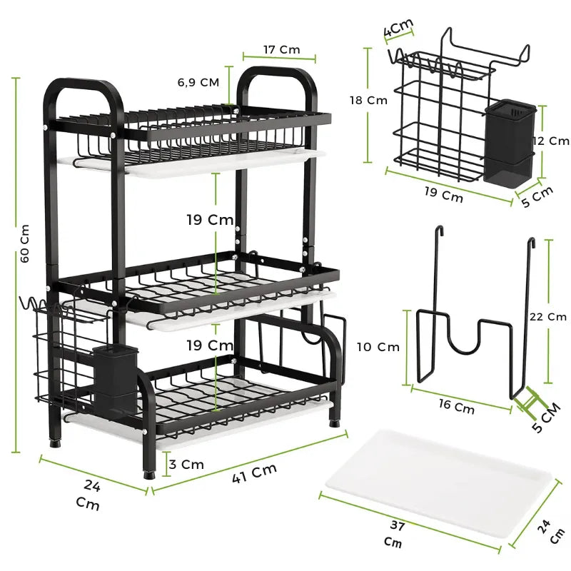 Escurridor de Platos Premium de 3 Niveles con Gran Capacidad - Novara