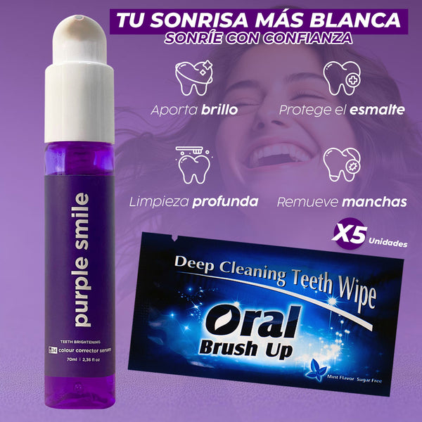 Blanqueador Dental Purple Smile® + Regalo: 5 Oral Brush - Novara