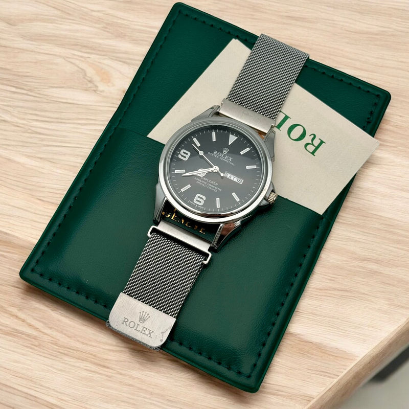 Reloj Rolex con malla y calendario doble - Novara