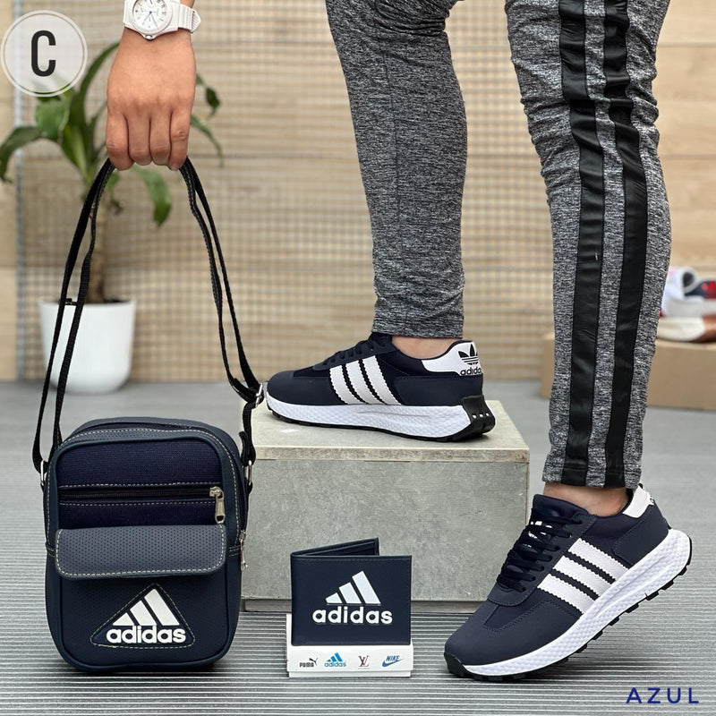 Trío Conjunto Adidas: Zapatillas, Bandolera y Cartera - Novara