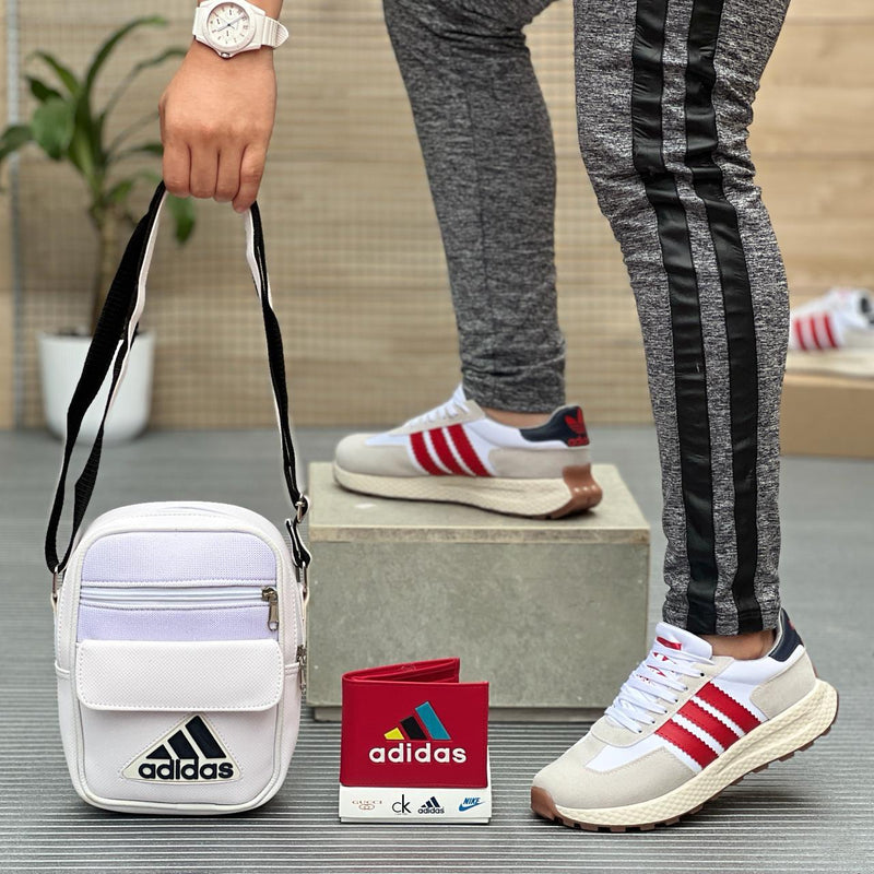 Trío Conjunto Adidas: Zapatillas, Bandolera y Cartera - Novara